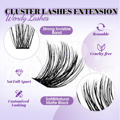 Wendy Lashes base-treated lashes resist fraying for lasting wear.