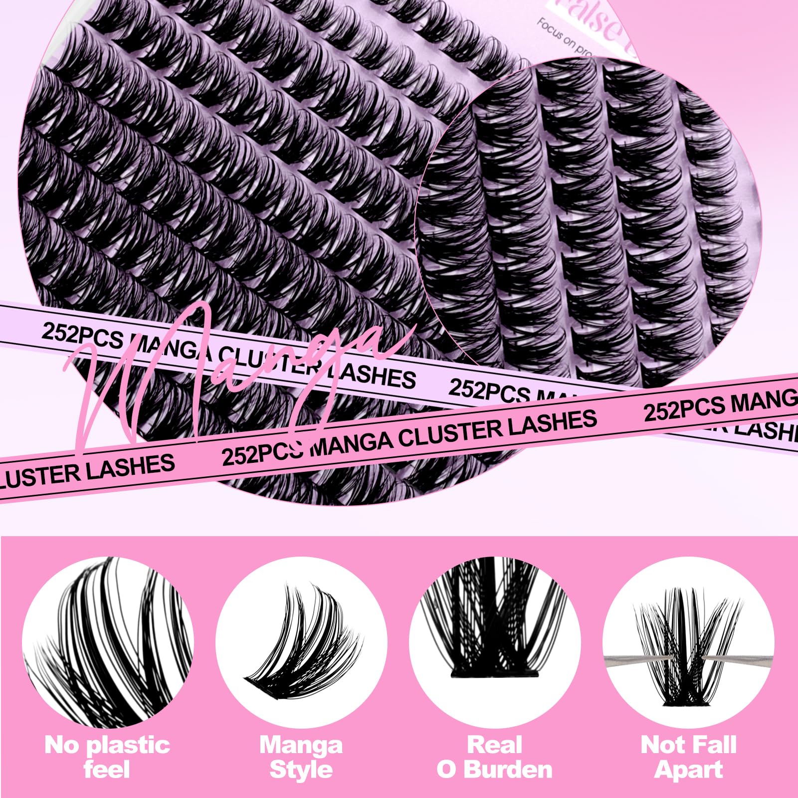 Wendy Lashes DIY-friendly clusters with clear band for at-home application.