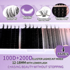 Wendy Lashes DIY kit cluster lashes tray with versatile styles.
