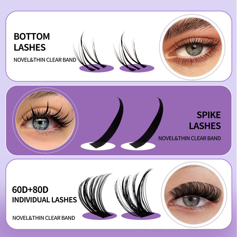 Wendy Lashes dual-design upper and lower clusters create natural, balanced eye definition.