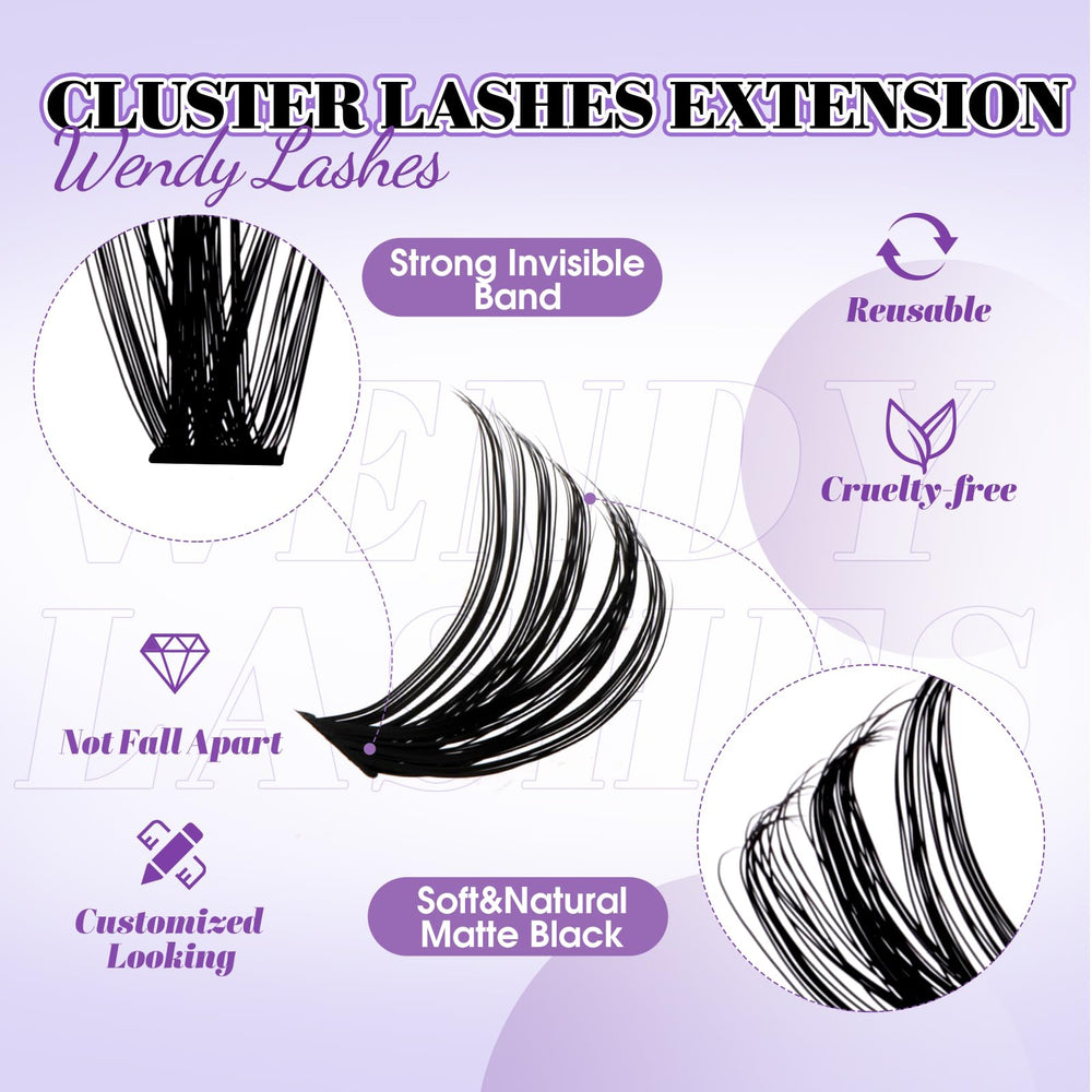 Wendy Lashes fluffy wispy bottom clusters sculpt a soft, youthful eye contour.