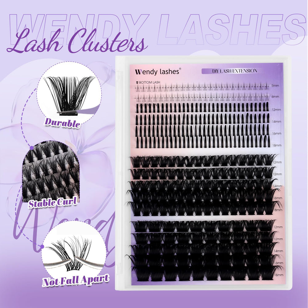 Wendy Lashes manga mink clusters close-up highlight natural volume and easy application.