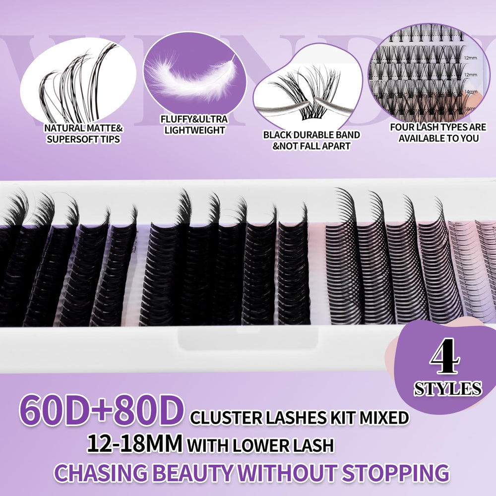 Wendy Lashes 12-18mm natural-looking clusters offer comfortable wear and easy application.