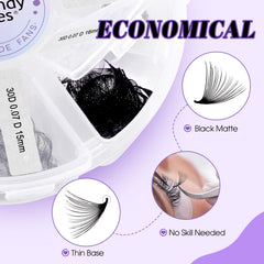 Wendy Lashes Premade Fans Black Matte fiber create natural look and lasting curl