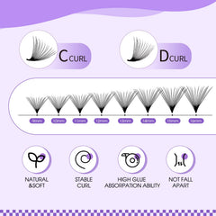 Wendy Lashes Premade Fans D-Curl set provides durable lift and easy adhesion