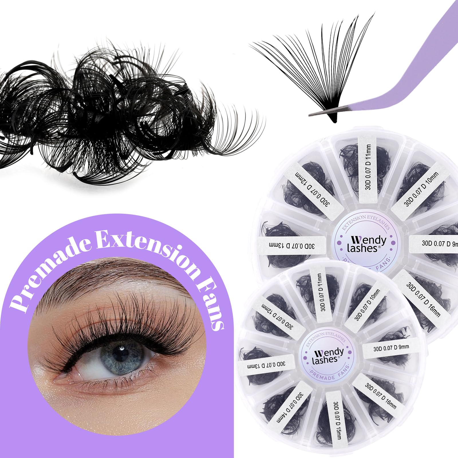 Wendy Lashes Premade Fans thin base 0-07mm blends discreetly with lash line