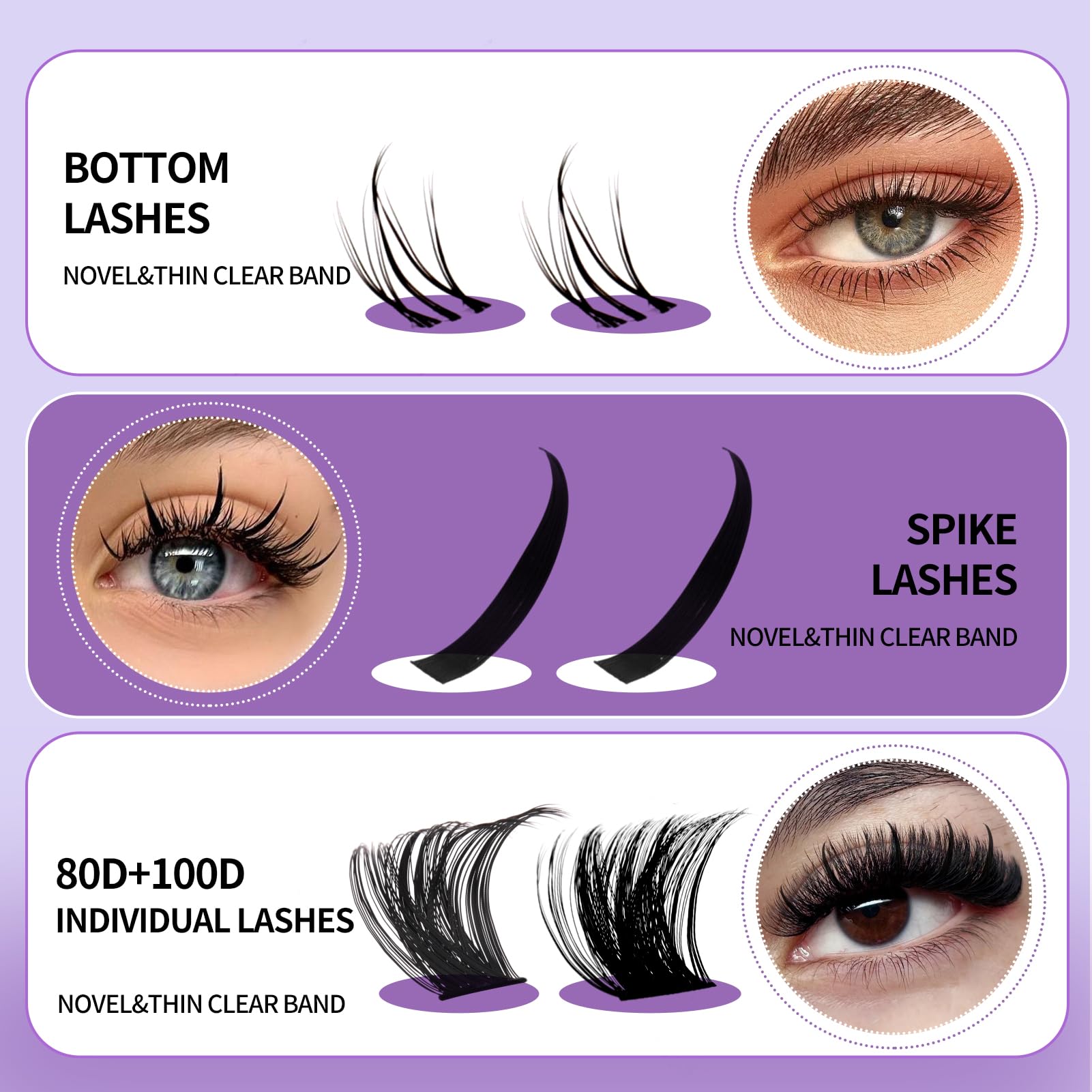 Wendy Lashes soft fiber lashes application-ready close-up shows comfortable wear.