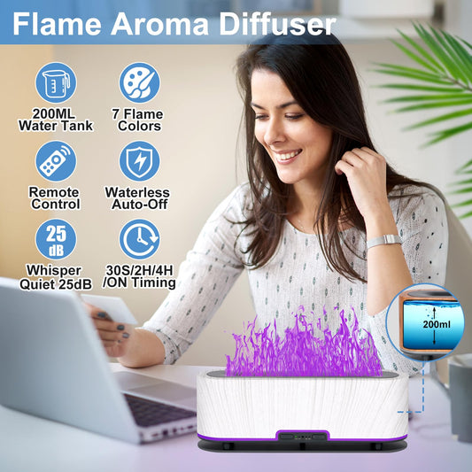 WENPHONE Colorful Flame Diffuser LED colors lighting mood during relaxation