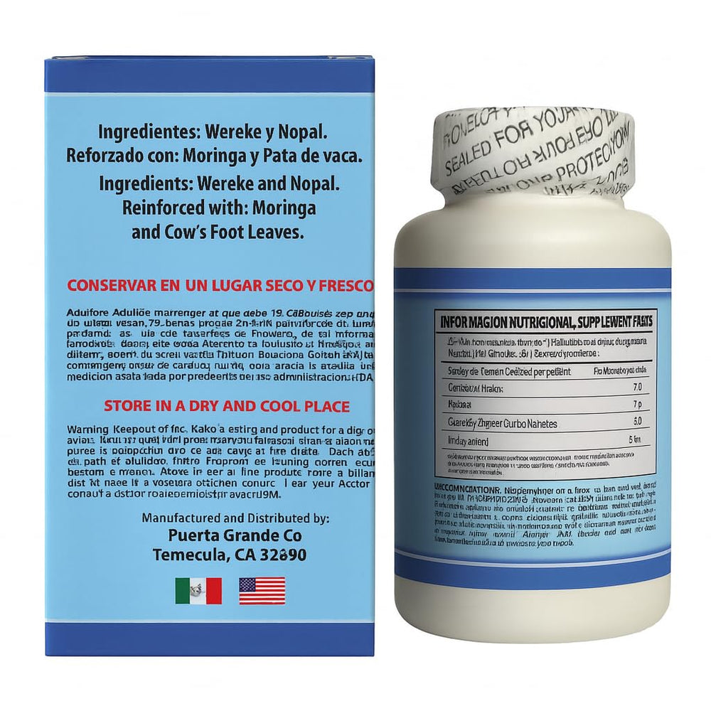 Product packaging and box for Wereke and Nopal capsules