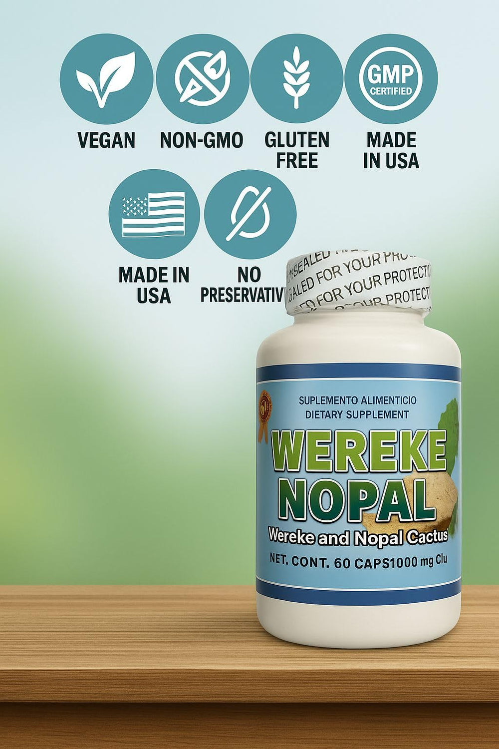 Vegan and gluten-free badge on packaging