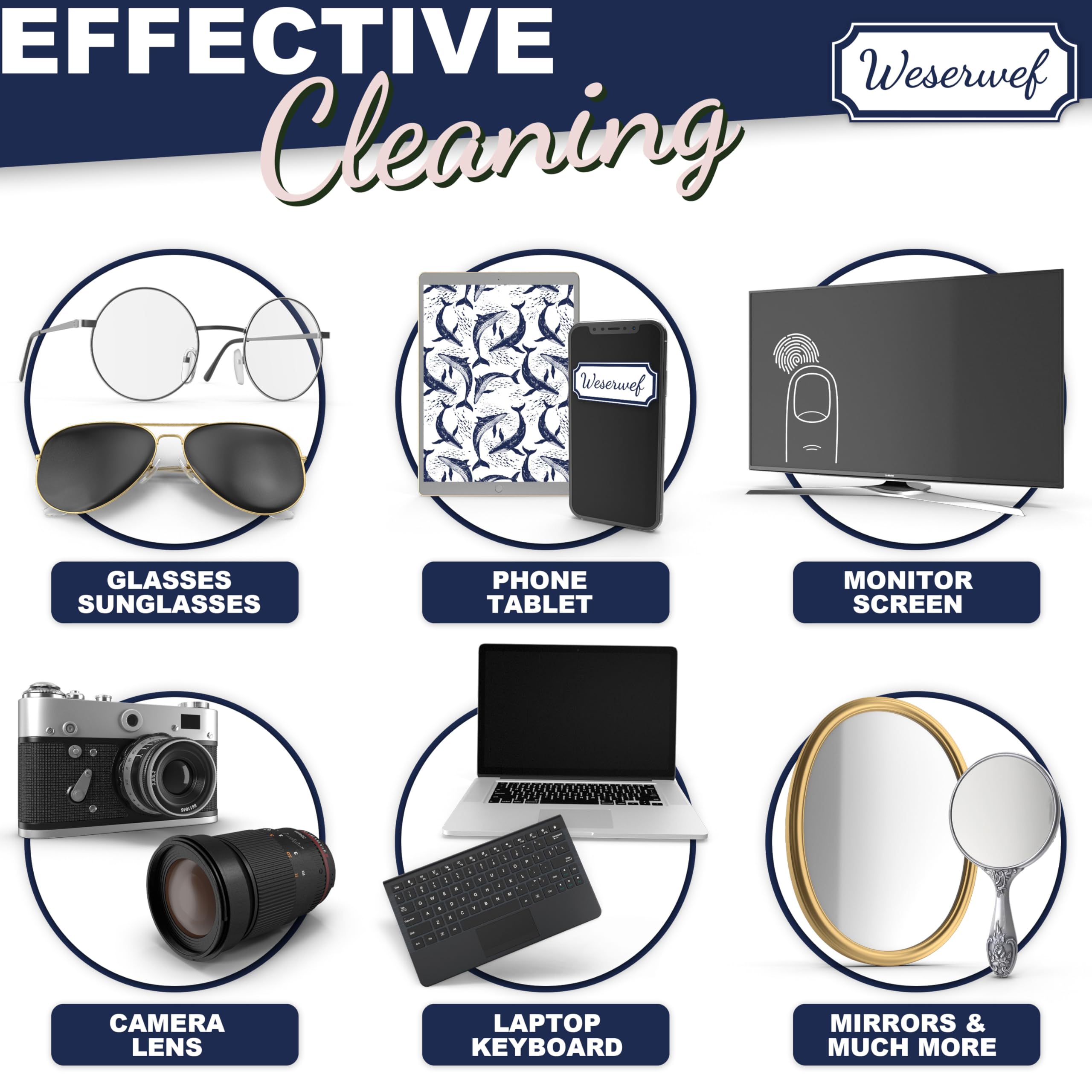 WESERWEF cleaning cloth being used on multiple devices