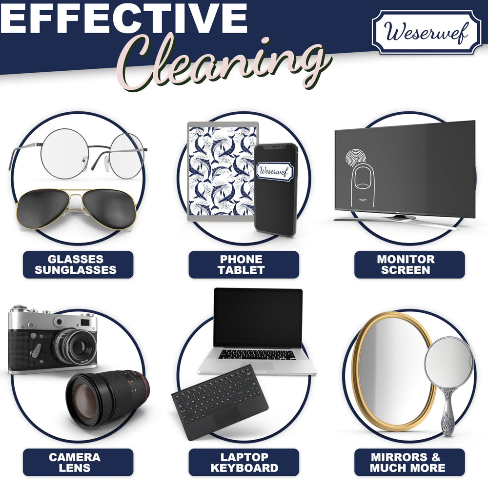 WESERWEF cleaning cloth being used on multiple devices