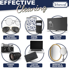 WESERWEF cleaning cloth being used on multiple devices