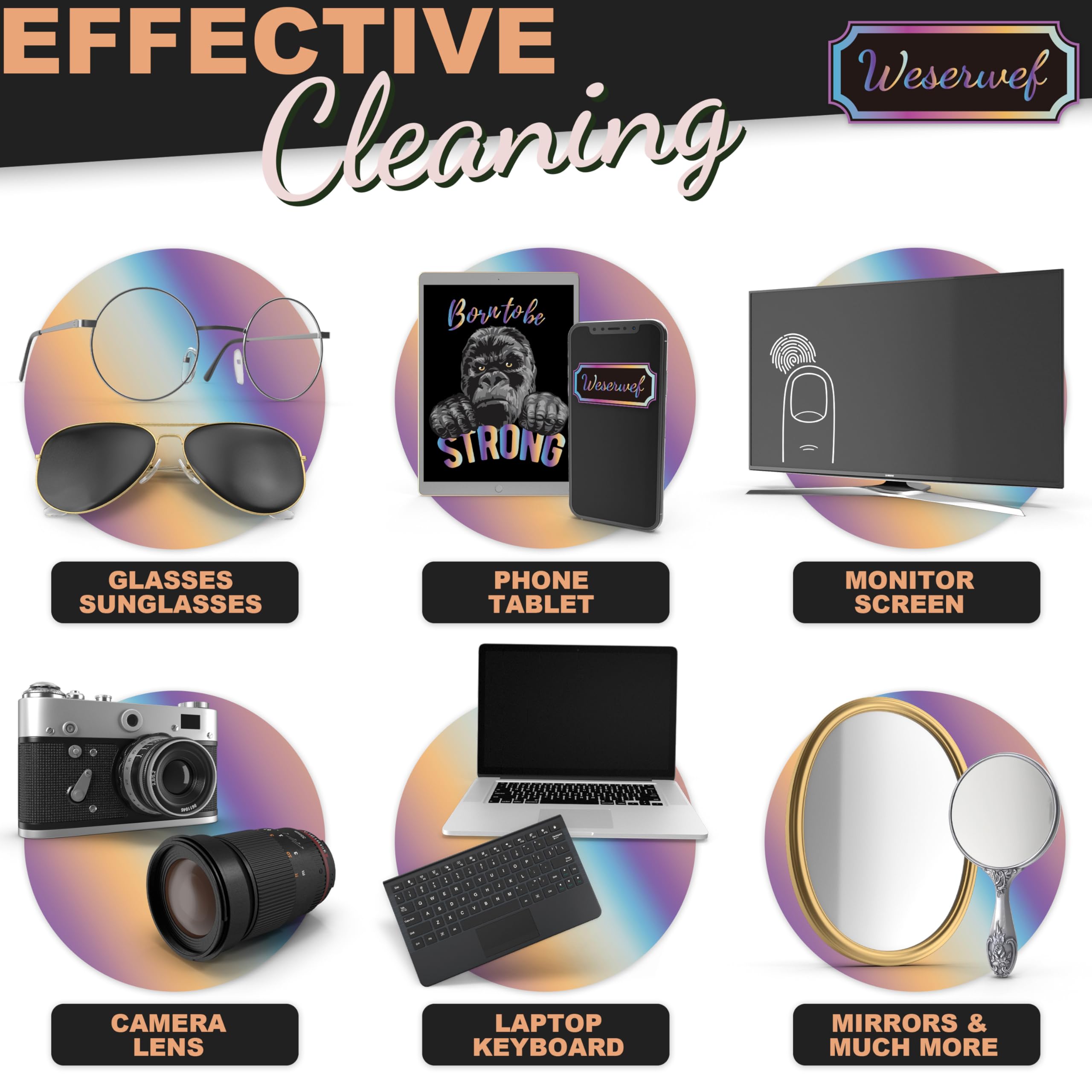 Multi-device cleaning cloth for eyeglasses, phones and laptops