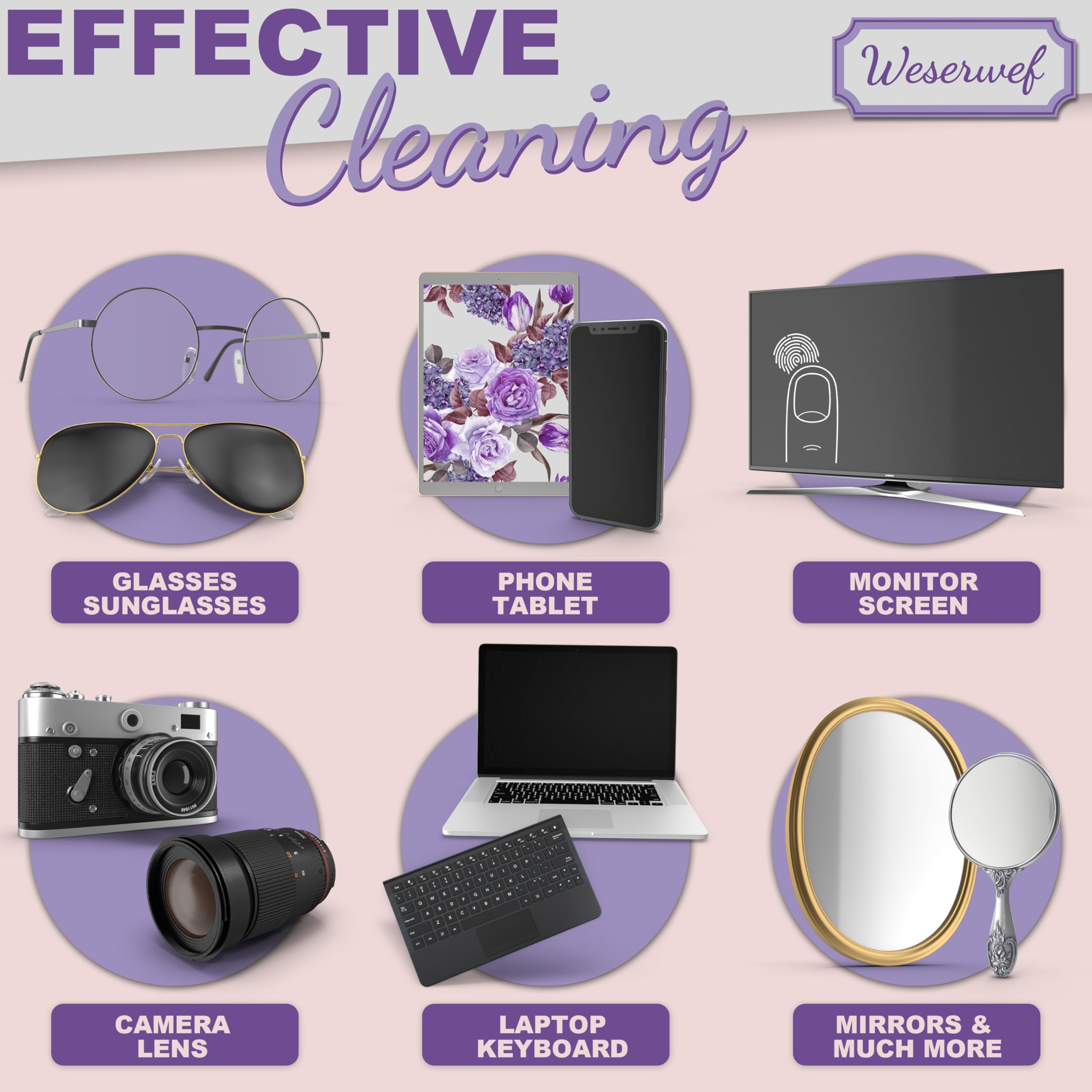 Ultra-soft scratch-free Weserwef microfiber cloth – rose and lilac