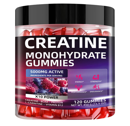 WEVYHFS SPORTS Creatine Monohydrate Gummies 60 Chews – Sugar-Free Vegan with BCAA, L-Carnitine, Taurine & Vitamin B12