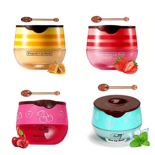 WFWJ Bee Lip Balm Honey Pot close-up showing moisturized lips