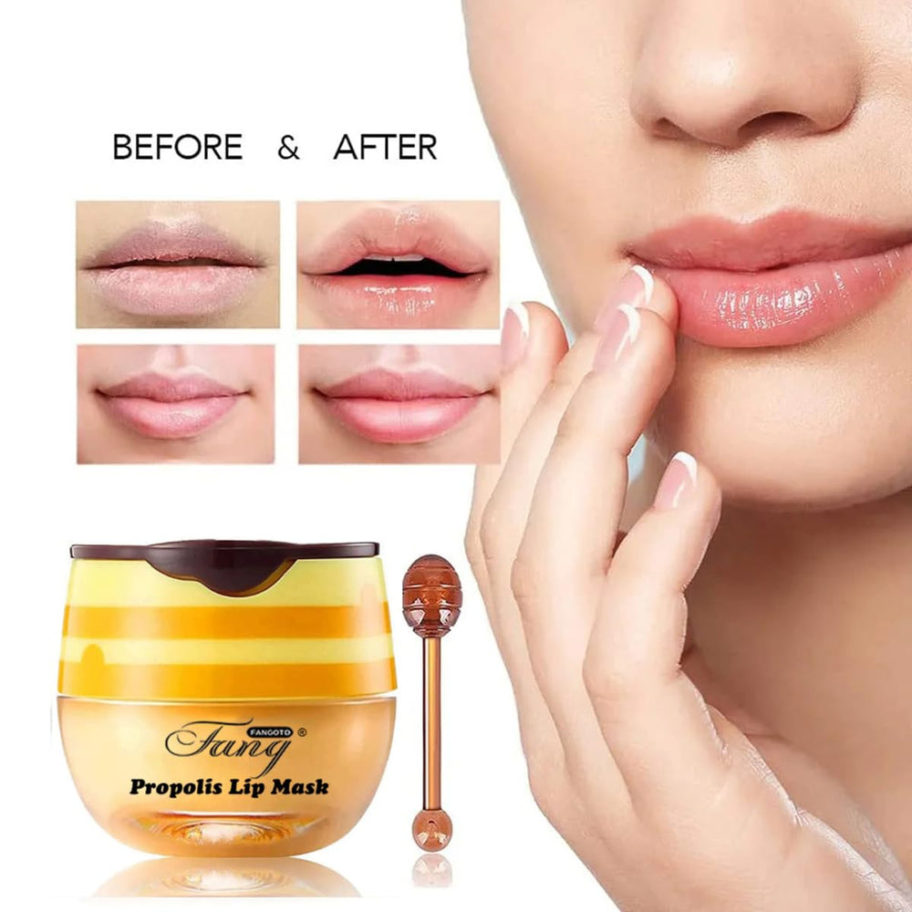 WFWJ Bee Lip Balm Honey Pot with lip mask applied overnight