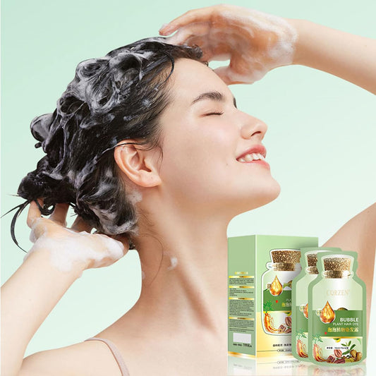 WFWJ Botanical Bubble Dye Shampoo foam shows rich lather and skin-friendly use.