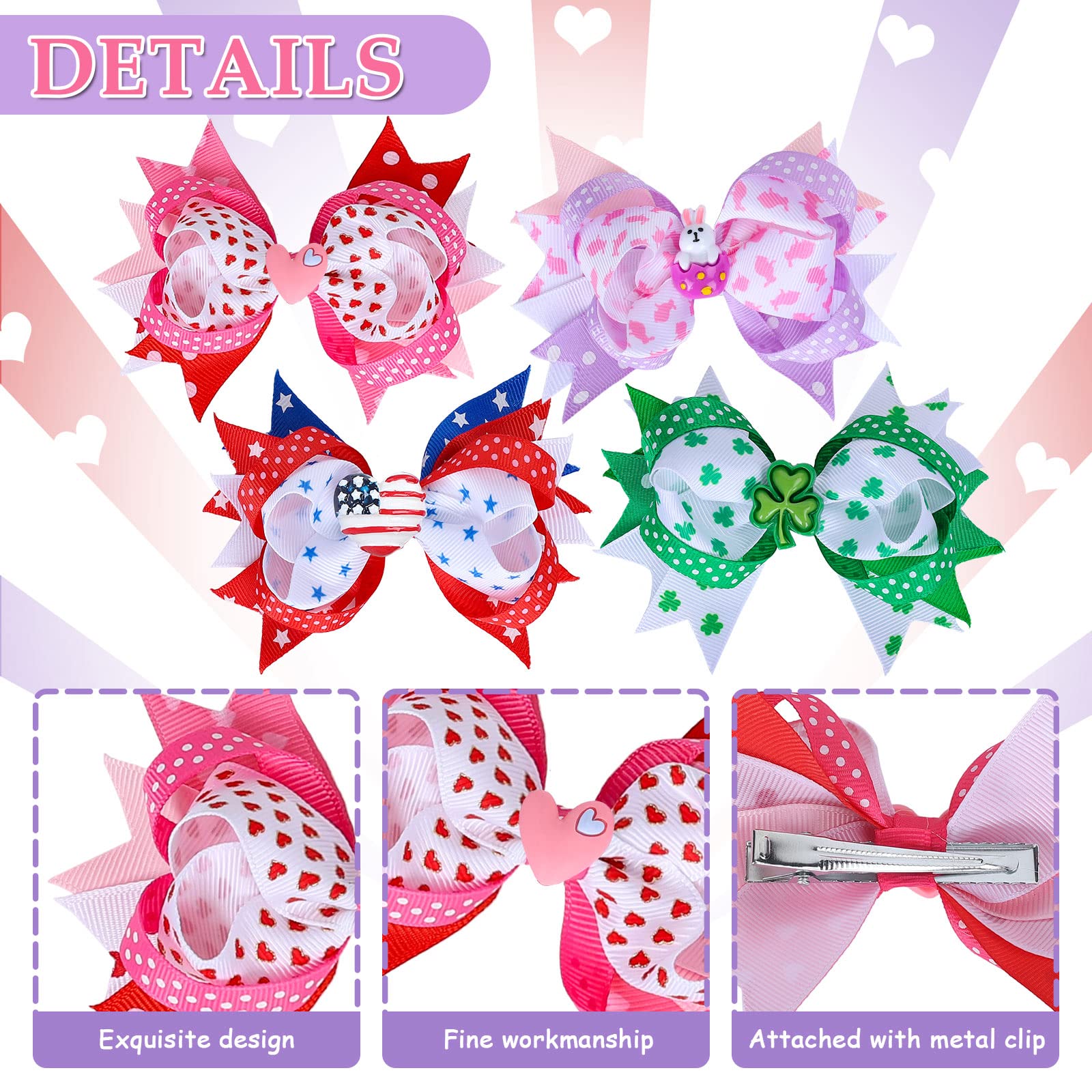 Whaline Easter bow clip with bunny motif enhances spring outfits.
