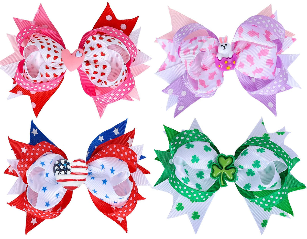 Whaline Valentine bow clip adds festive charm to girls' hairstyles.