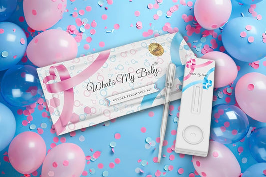At-home testing setup showing steps to use the Whats My Baby kit