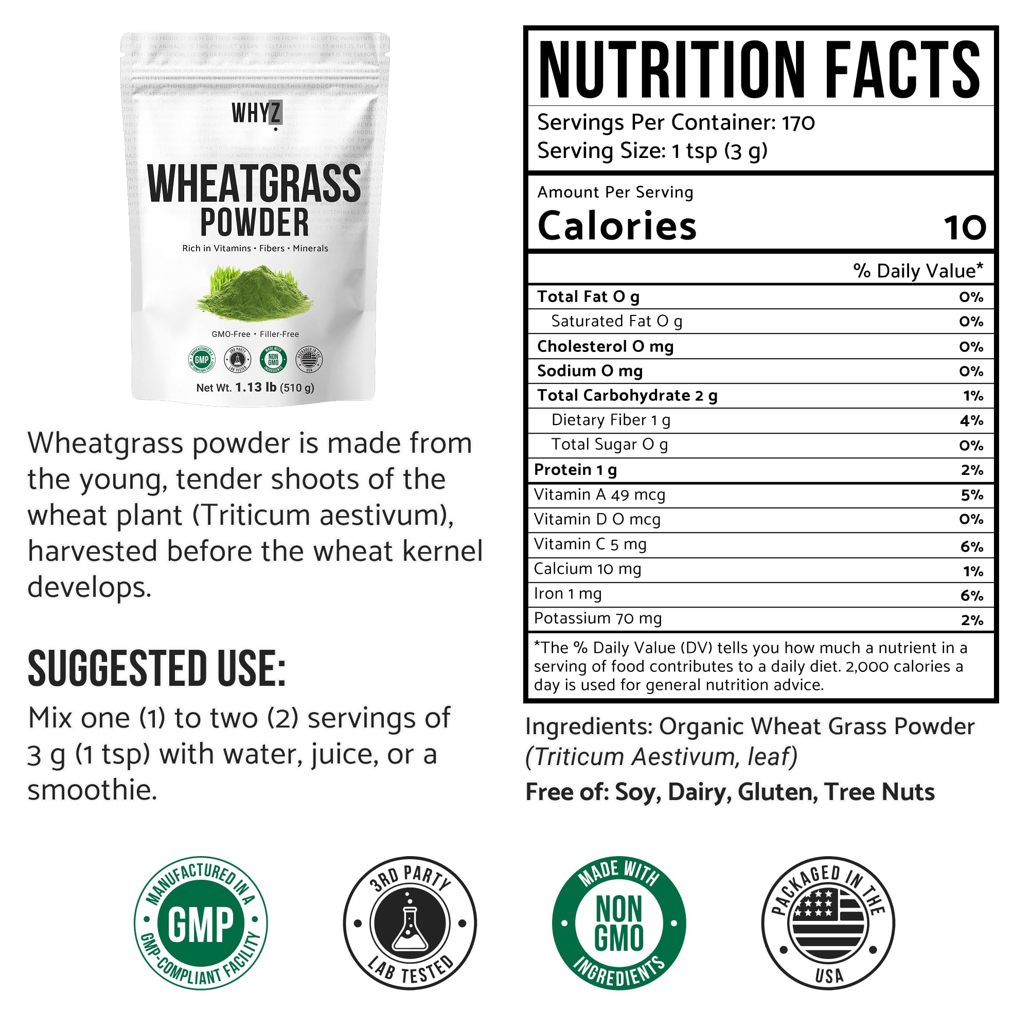 Whole-leaf wheatgrass powder texture