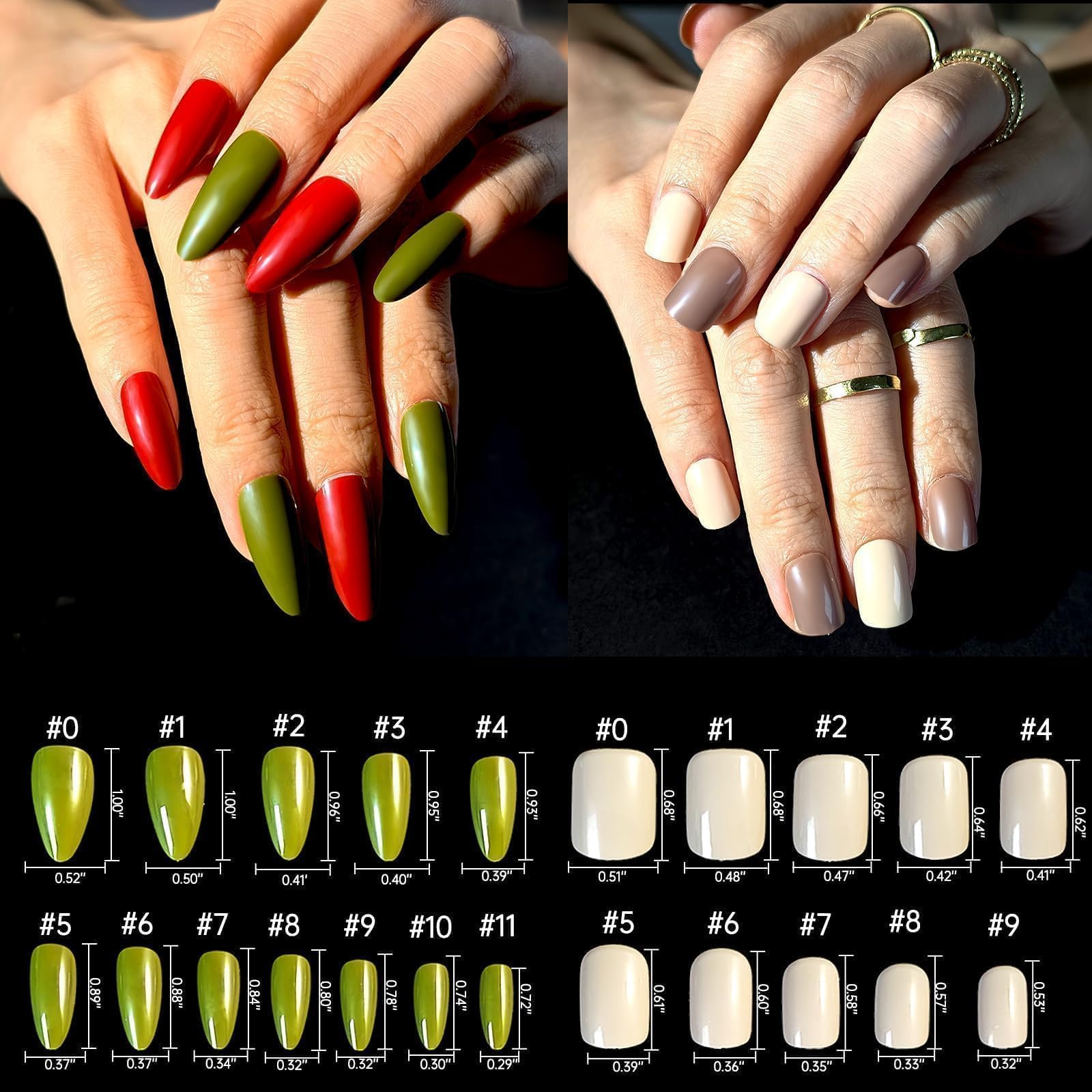 Whisrvival 12-pack short round nails for comfortable daily wear