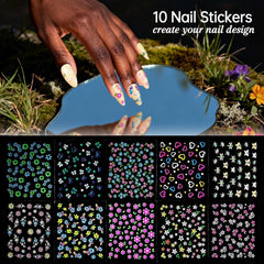 Whisrvival 10 sheets flower nail stickers to customize designs