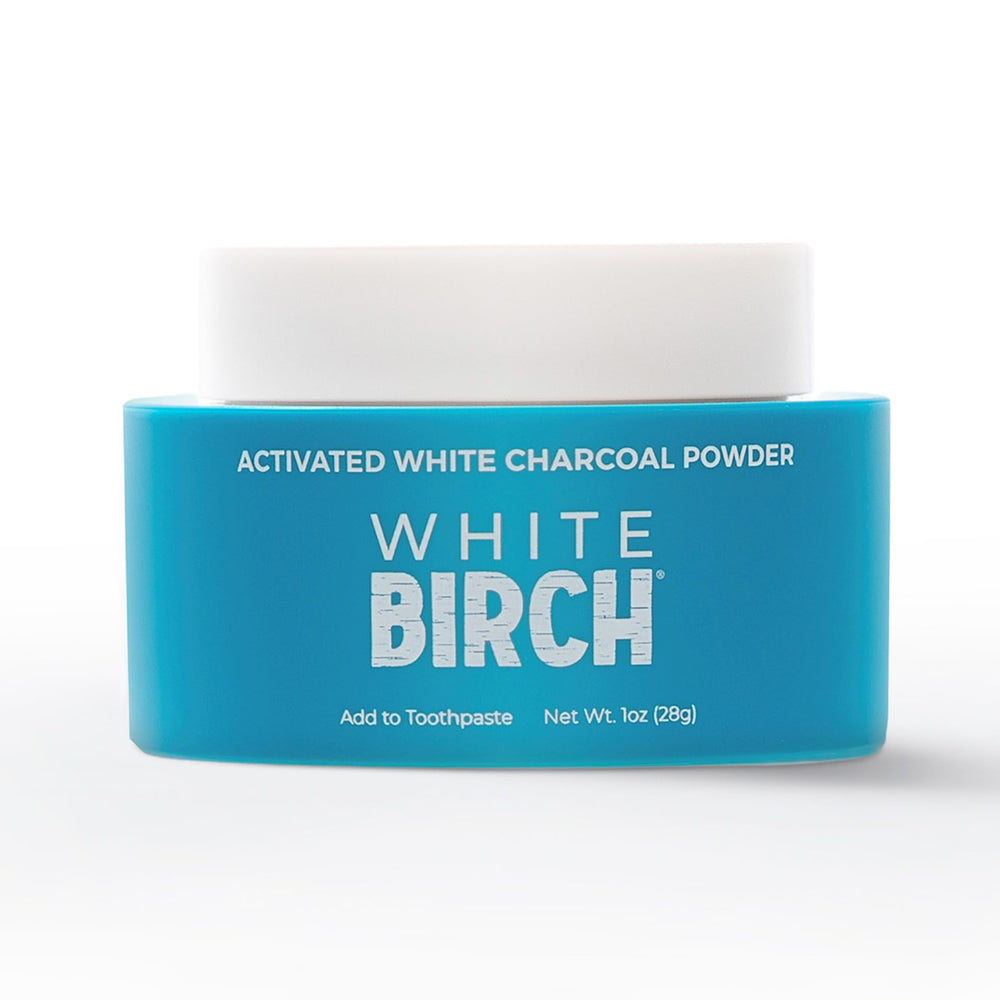 Jar of White Birch Activated Charcoal Powder with label