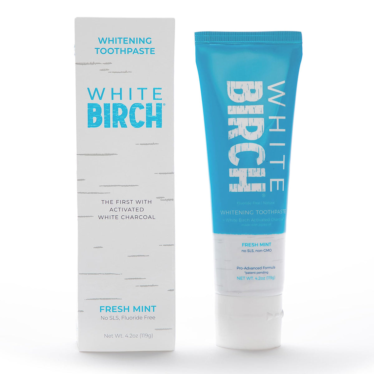 Box of White Birch Activated Charcoal Toothpaste packaging
