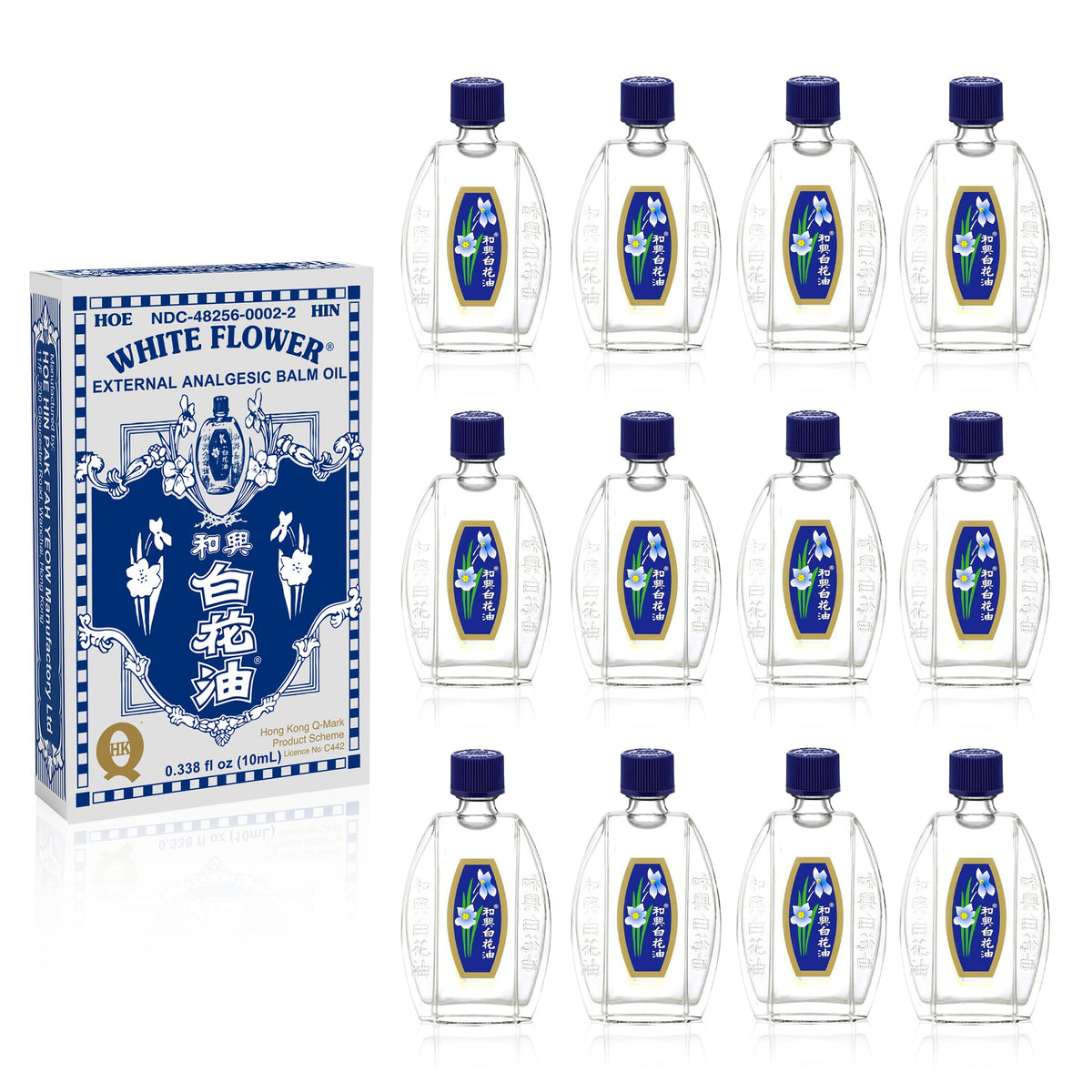 Front view of White Flower External Analgesic Balm Oil 10ml bottle