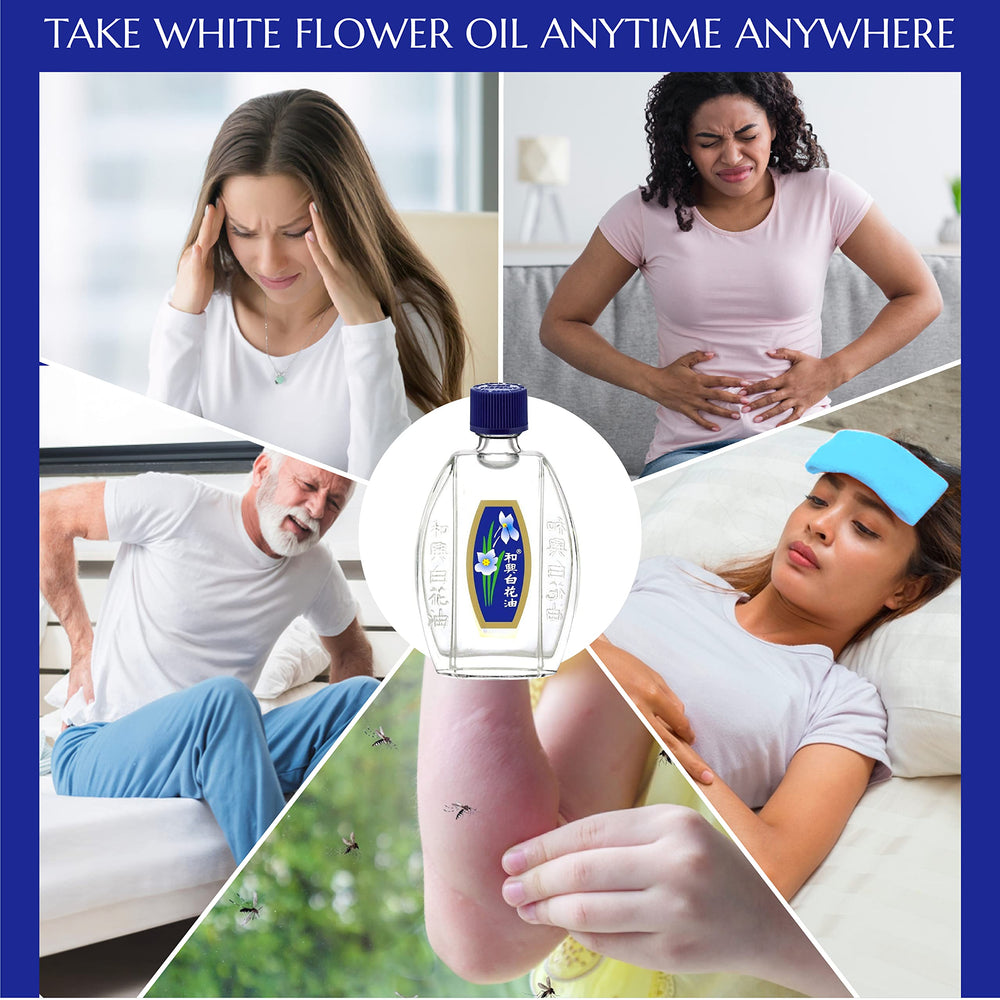 Dropper dispensing White Flower analgesic oil