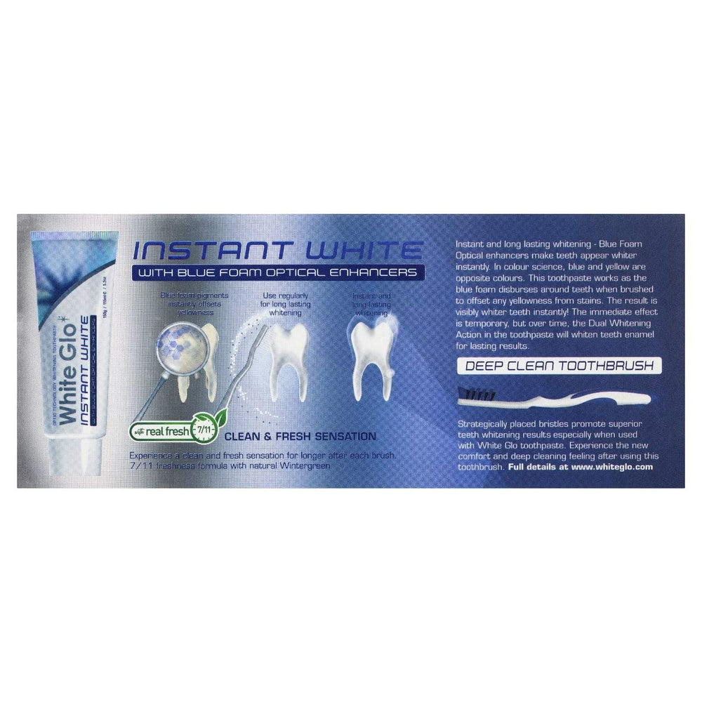 Close-up of blue foam optical whitening in White Glo toothpaste