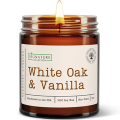 White Oak Vanilla scented candle label