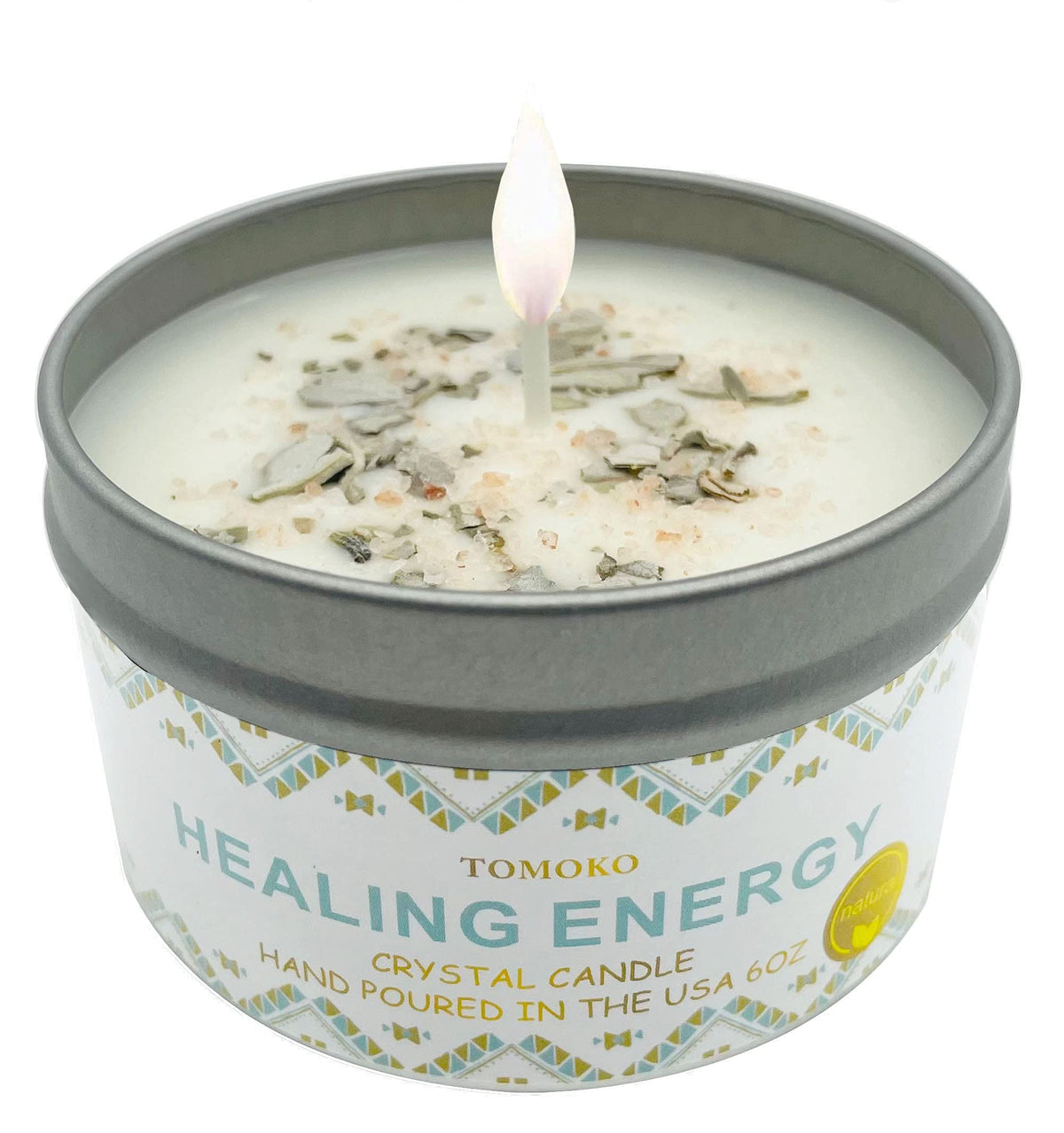 White Sage Candle 6 oz with Sage Leaf and Himalayan Salt