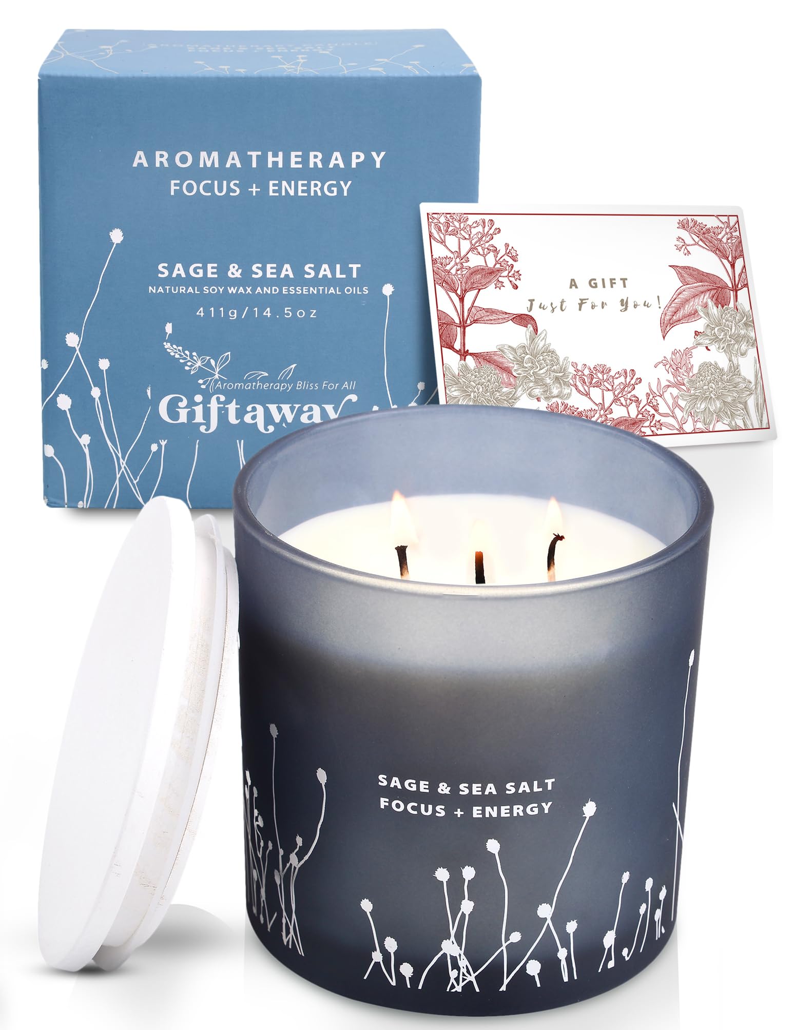 White Sage Sea Salt candle in a calm home room setting