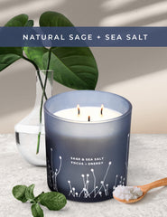 Reusable blue glass jar after the candle is finished