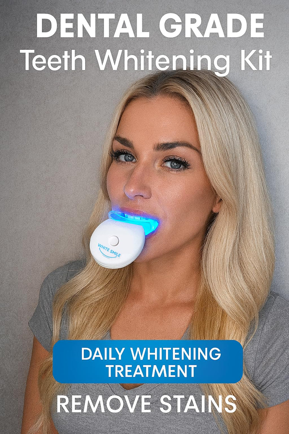 Syringe applying whitening gel to tray