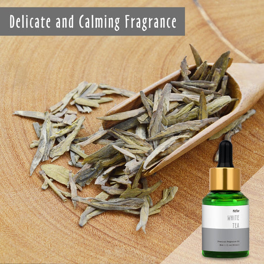 Close-up of White Tea Fragrance Oil 30ml bottle