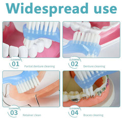 Compact white travel carrying case for the denture brushes