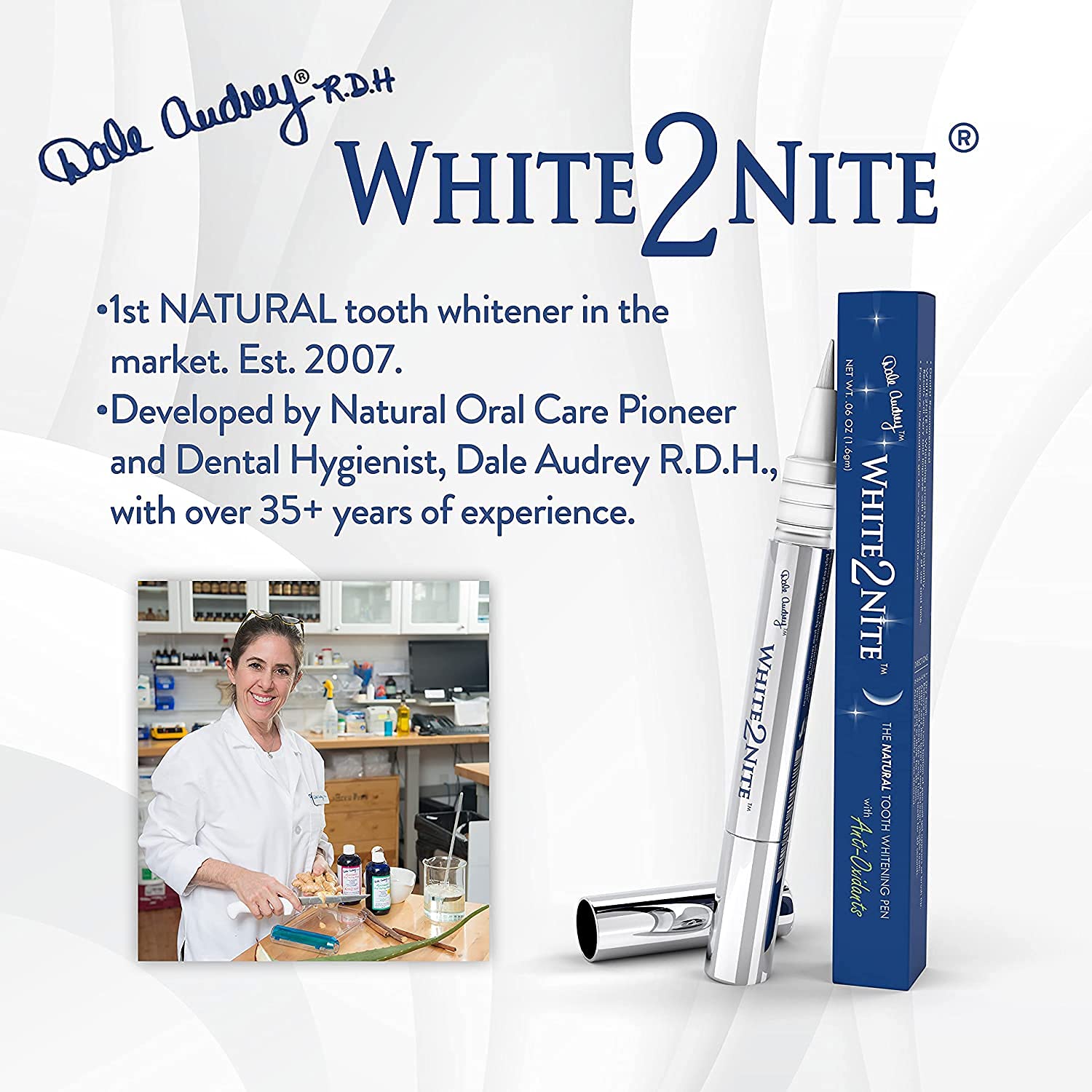 Dentist-recommended White2nite whitening pen in a clinical setting