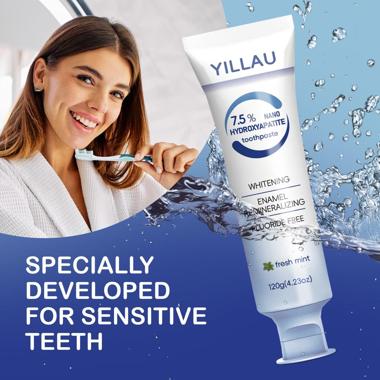 Whitening effect visualization for hydroxyapatite toothpaste