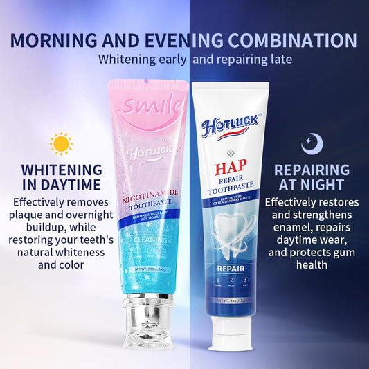 Close-up of Niacinamide toothpaste tube