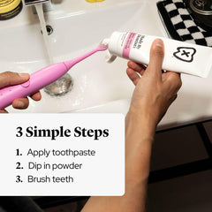 Powder used morning or night for enamel-strengthening