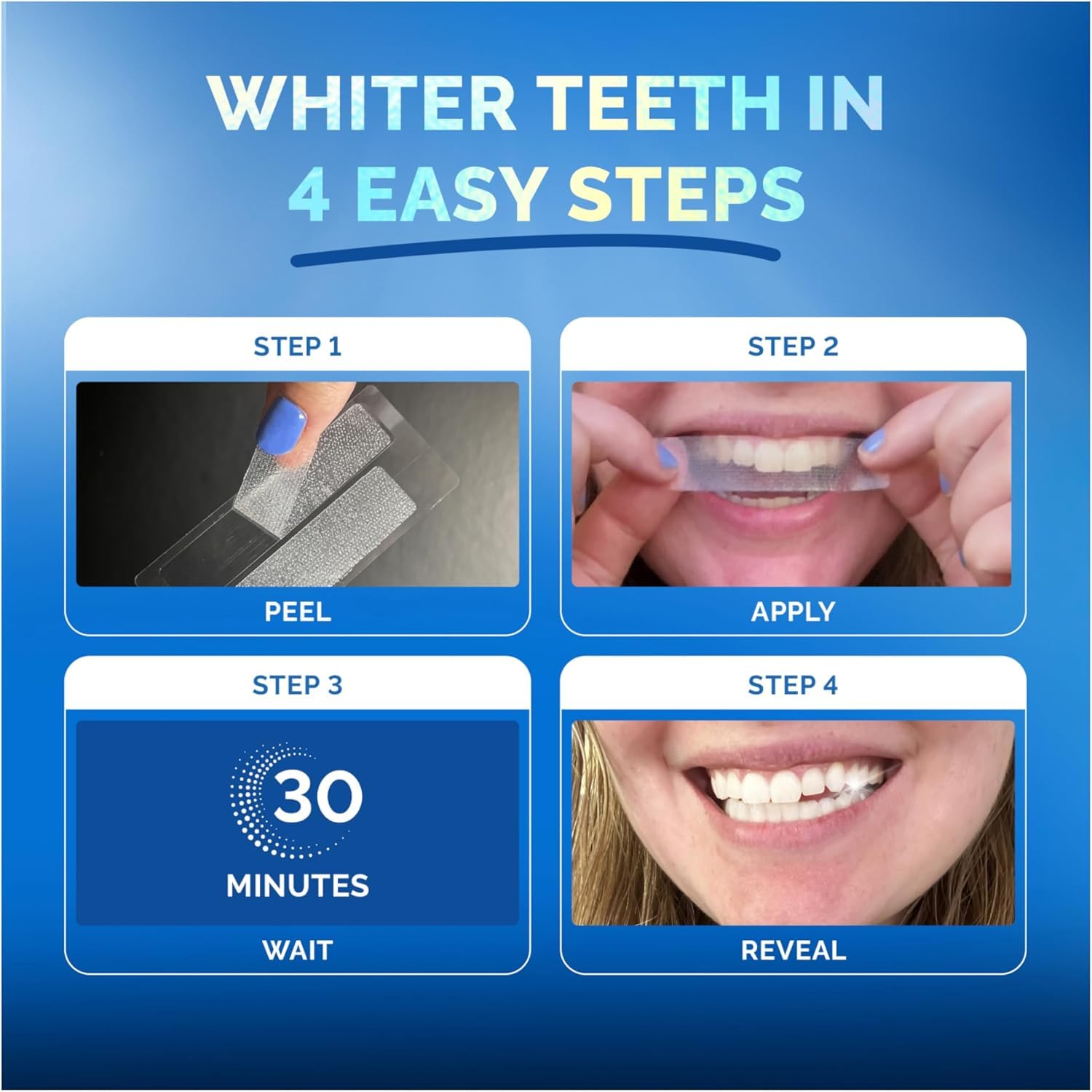 Whitening strips adhering to teeth during use