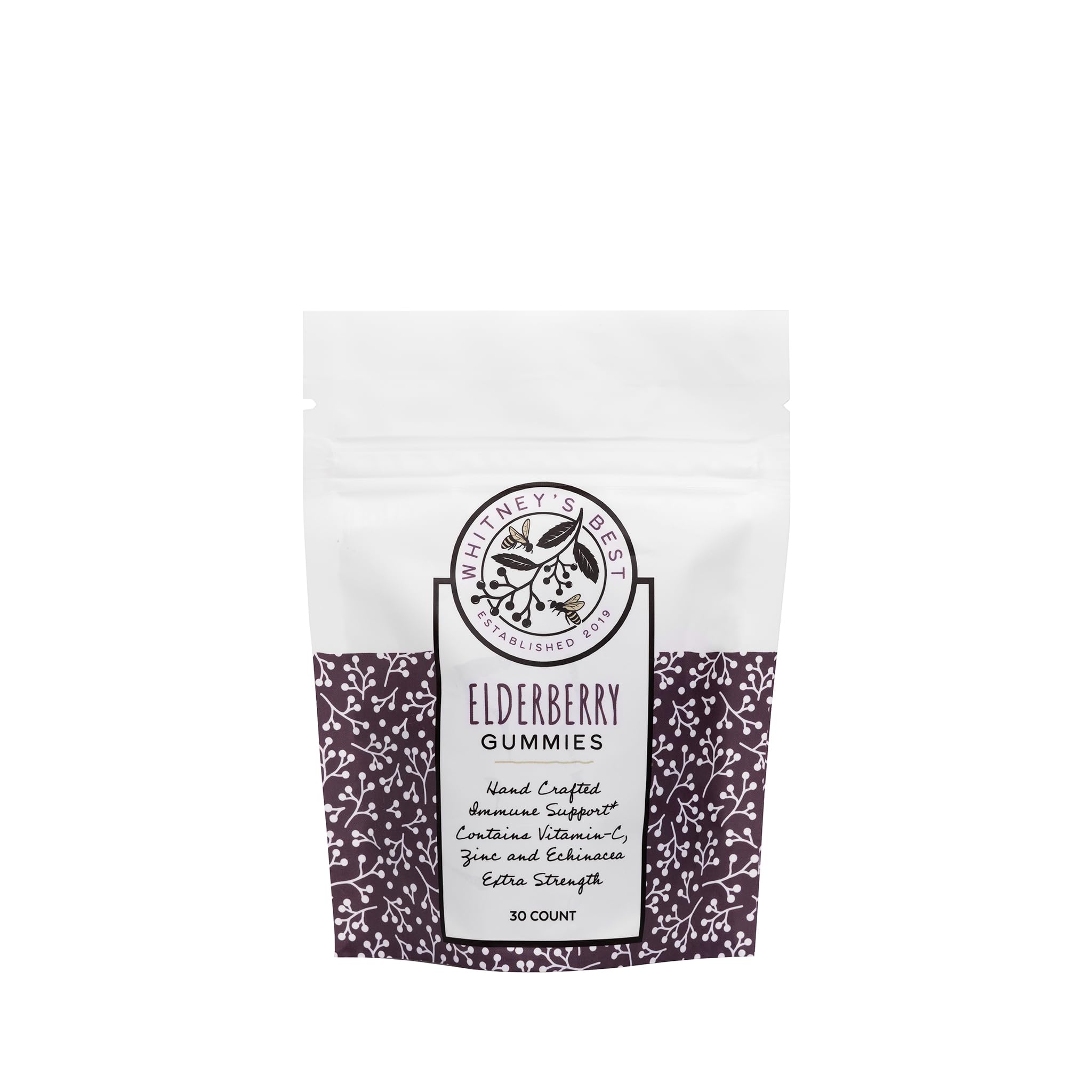 Whitney's Elderberry Gummies 30ct bottle - front view