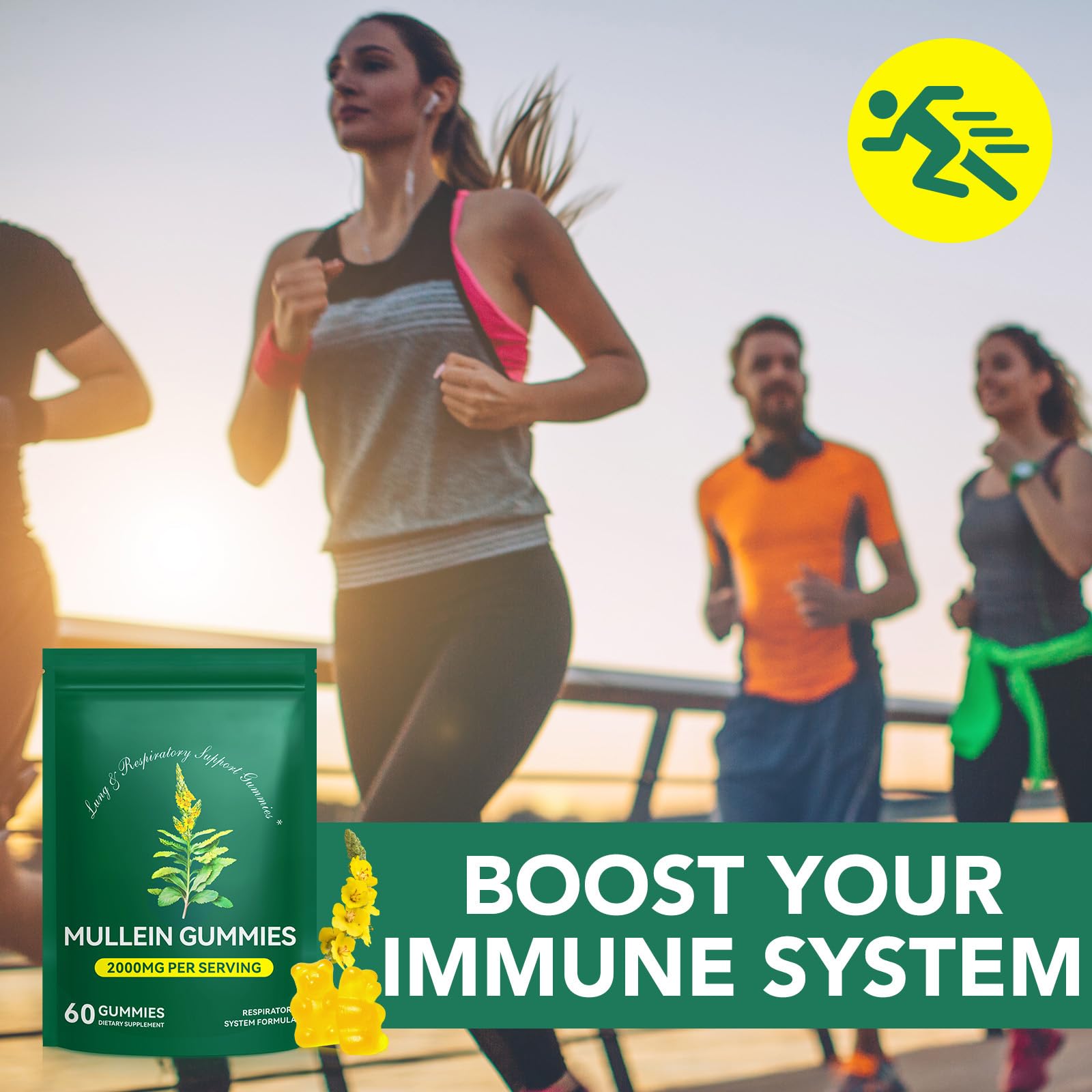 Natural ingredients imagery for WHLH & Well-Being Mullein Leaf Gummies