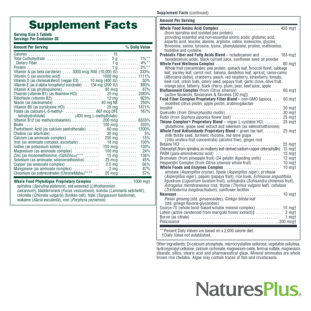 Whole-body support multivitamin ingredients and nutrients