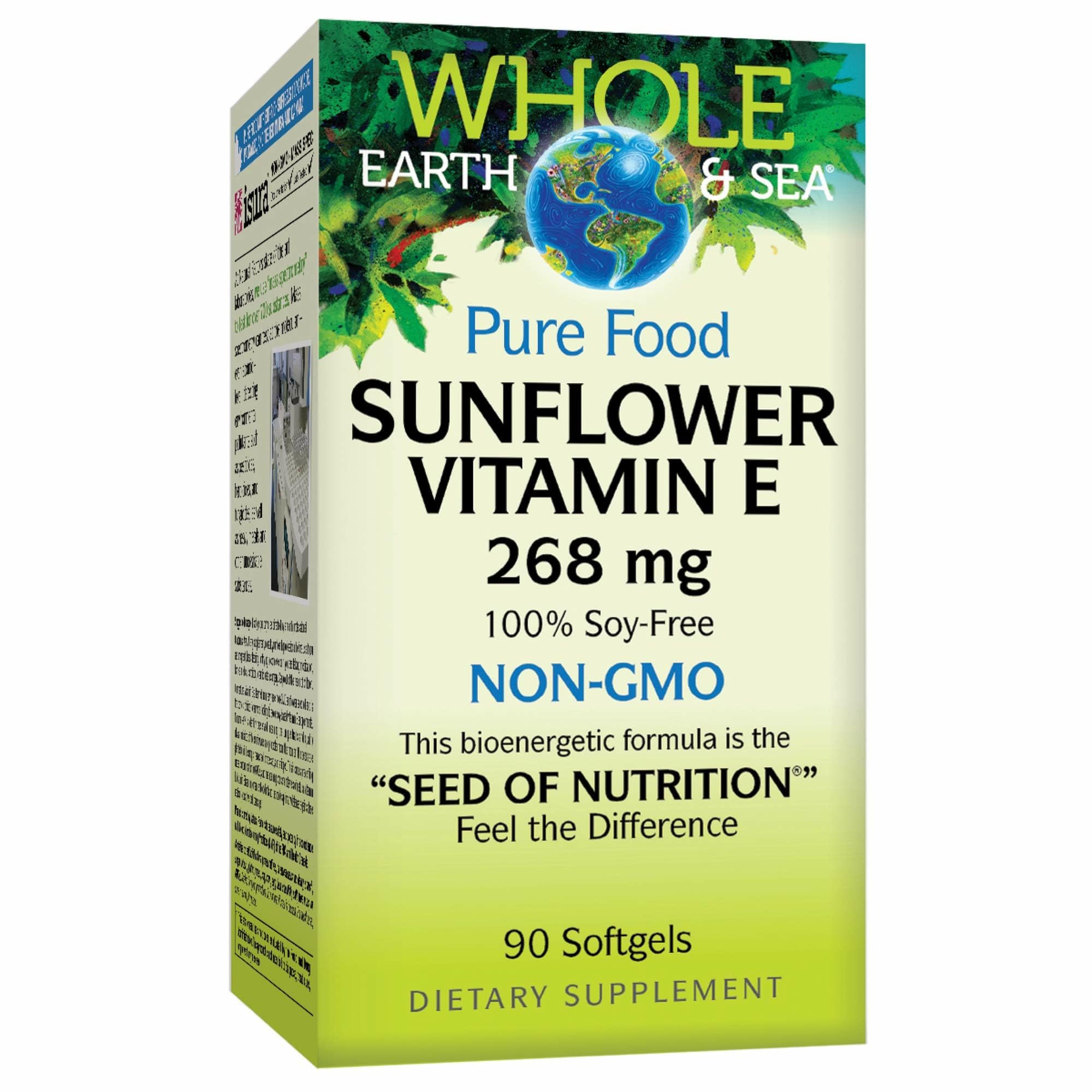 Bottle of Whole Earth & Sea Sunflower Vitamin E supplement by Natural Factors